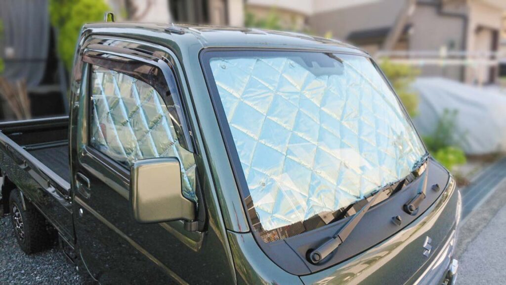 kei truck sunshade front windshield multi shade installed heat protection summer use
