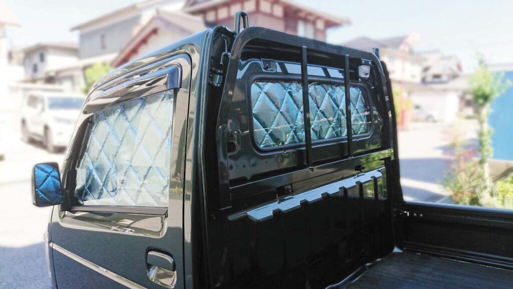 kei truck rear window sunshade multi shade installed back cabin privacy insulation