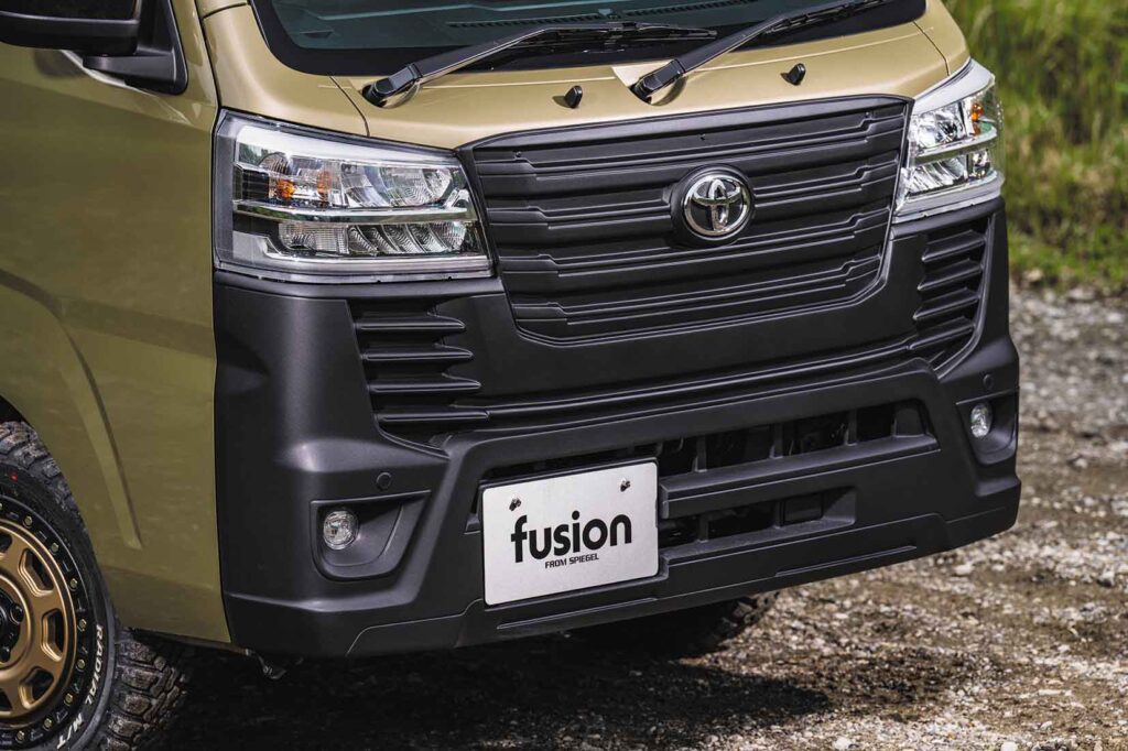 hijet truck jumbo land cruiser style front grille detail black face kei truck custom fusion