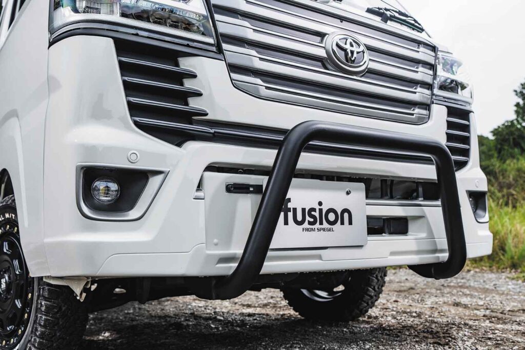 hijet truck jumbo land cruiser style front bumper bull bar detail kei truck custom fusion