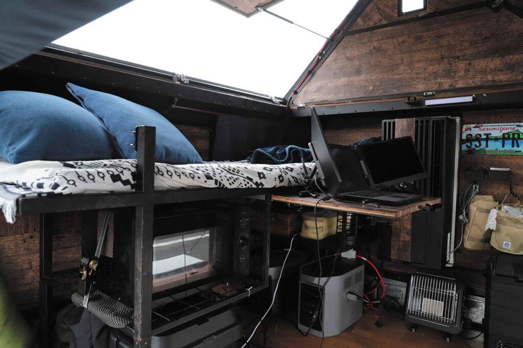 kei truck camper interior bed workspace compact living layout small truck camper japan