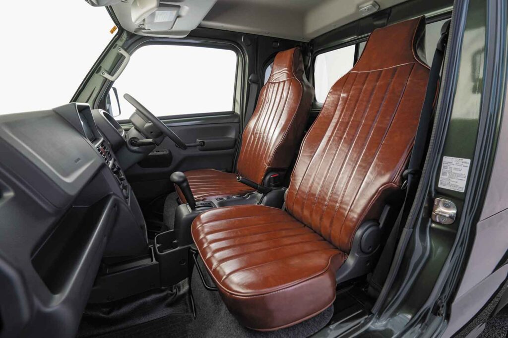 suzuki super carry seat covers brown leather vintage style kei truck interior upgrade