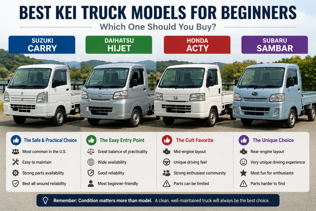 kei truck comparison suzuki carry daihatsu hijet honda acty subaru sambar models lineup