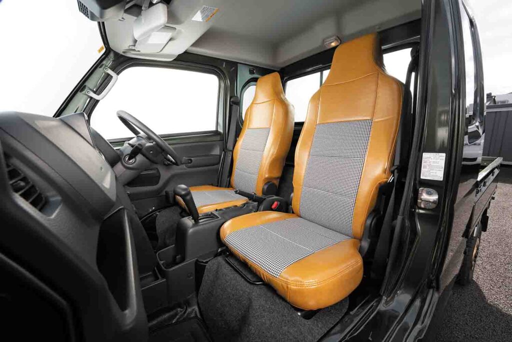 suzuki super carry seat covers yellow ochre vintage style kei truck interior custom seats